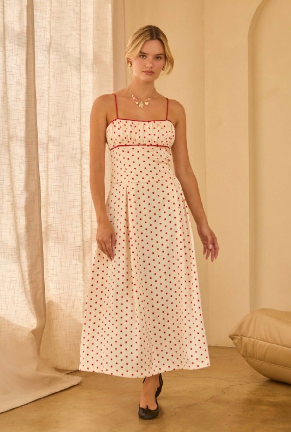 catalina midi dress White + Red Midi Dress Medium
