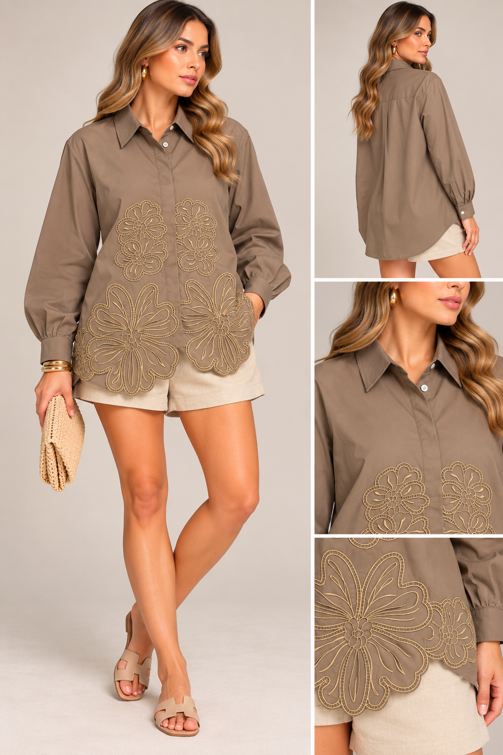 FLORAL EMBROIDERED BUTTON-DOWN SHIRT