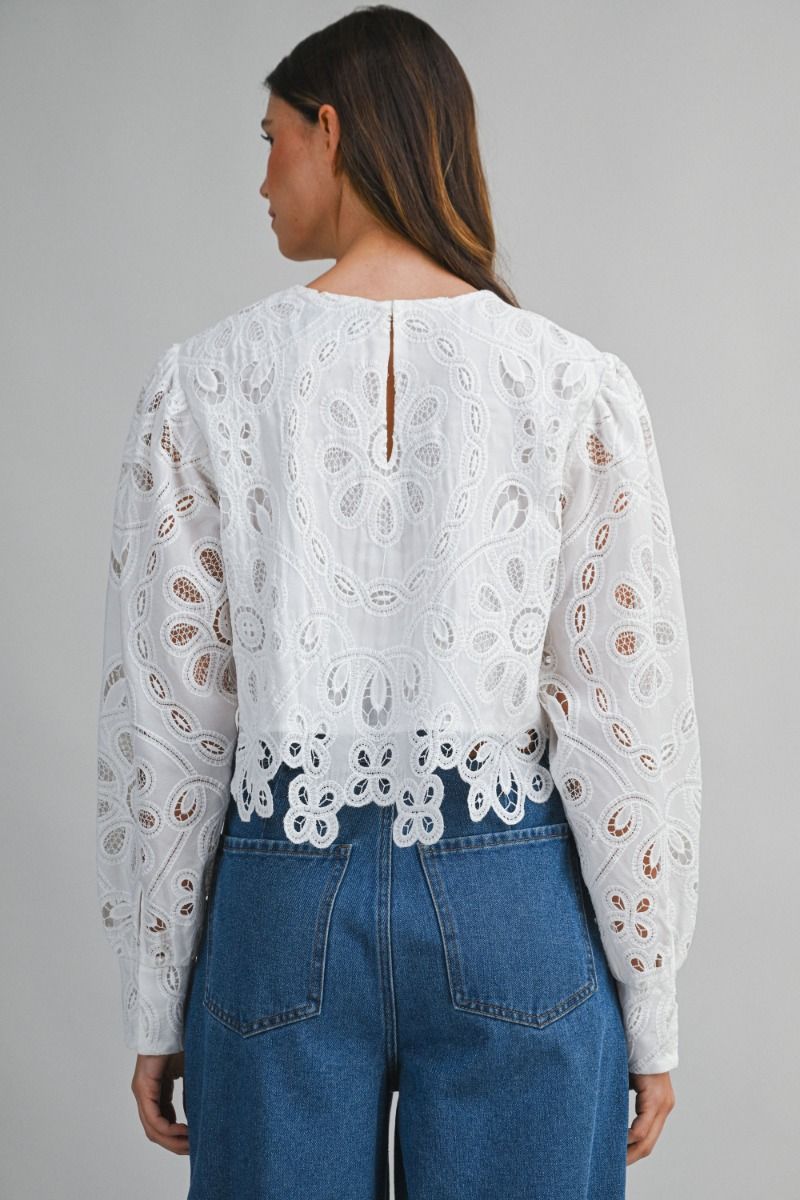 IVORY BLOOM EYELET TOP