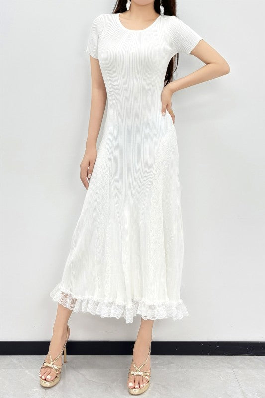 LACE MERMAID KNIT MIDI DRESS