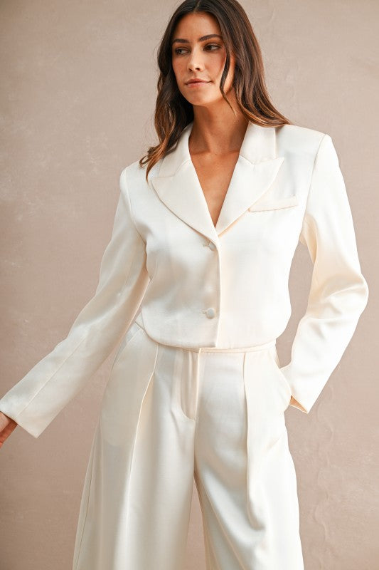 SATIN CROPPED BLAZER & BALLOON PANT SET