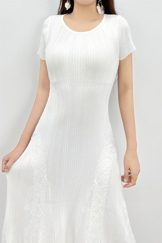 LACE MERMAID KNIT MIDI DRESS