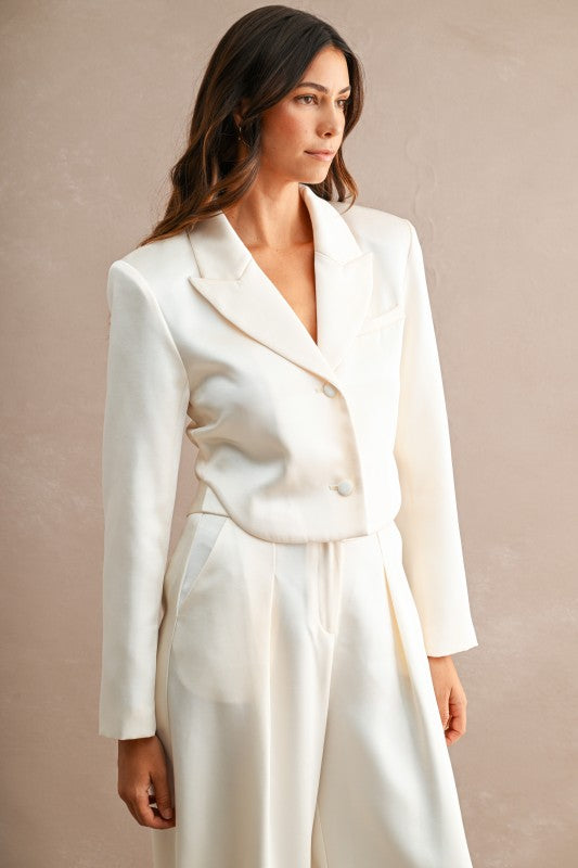 SATIN CROPPED BLAZER & BALLOON PANT SET