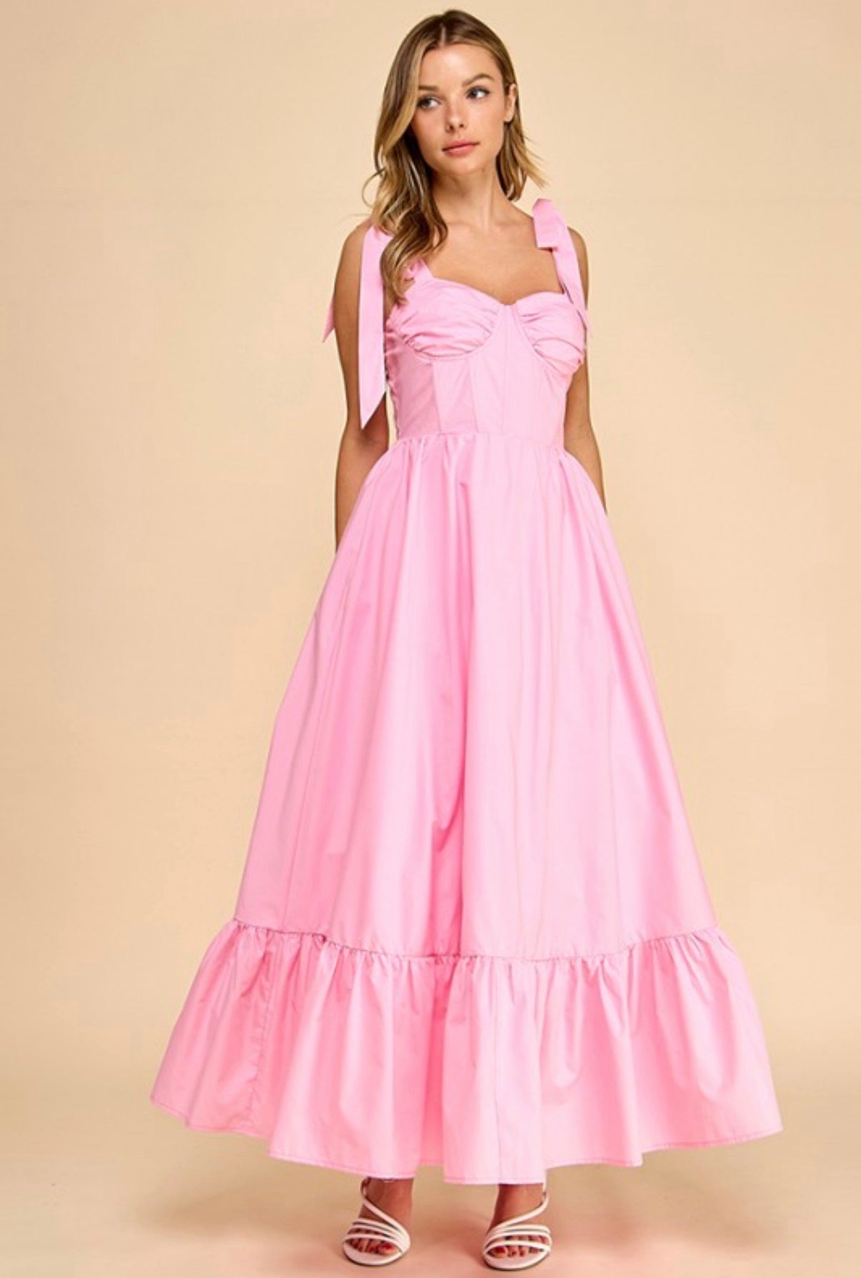 PINK BUSTIER MAXI DRESS