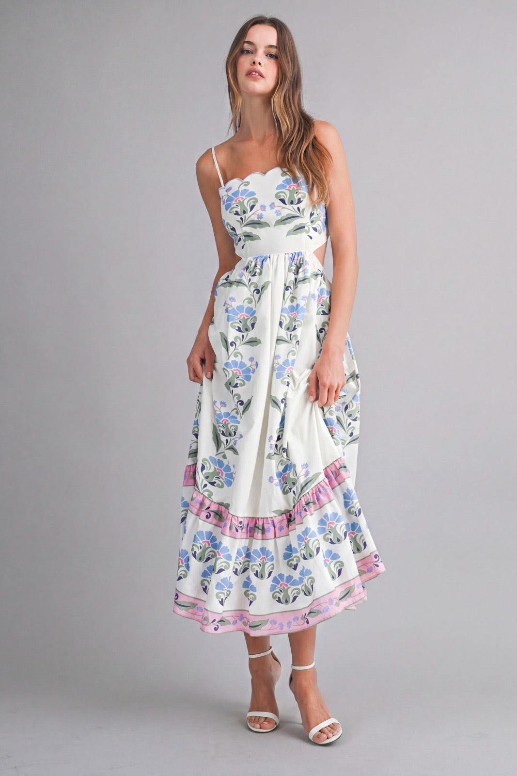 BLOSSOM SCALLOP MIDI DRESS