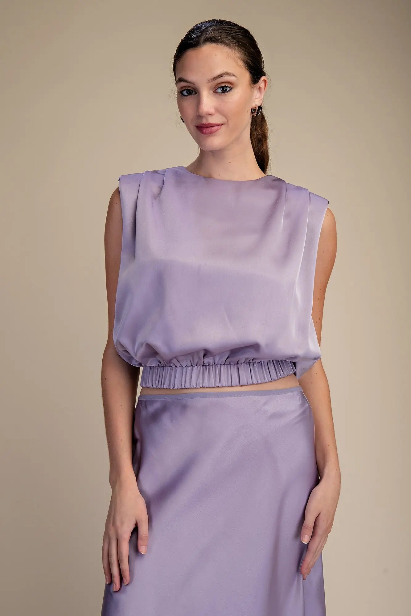 LAVENDER SATIN MAXI SKIRT SET