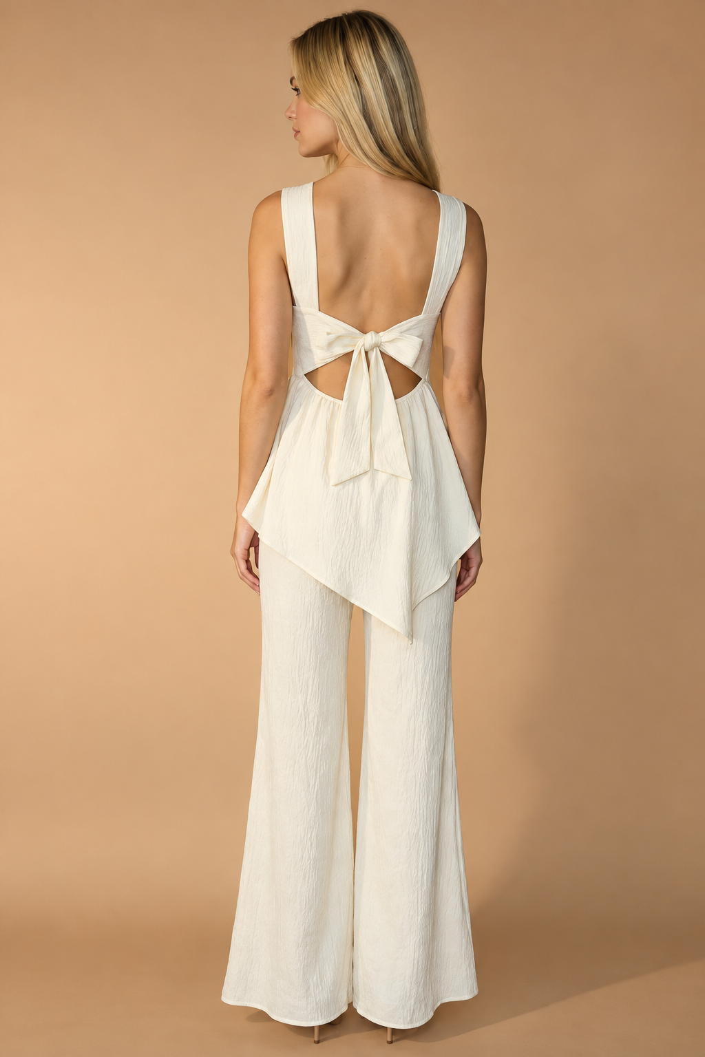 VANILLA MARBLE DETAIL ASYMMETRIC PANT SET