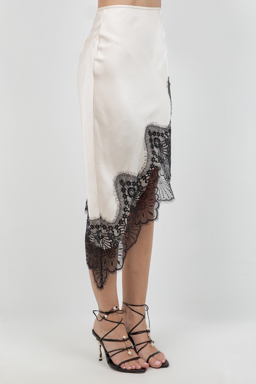 CHAMPAGNE LACE MIDI SKIRT
