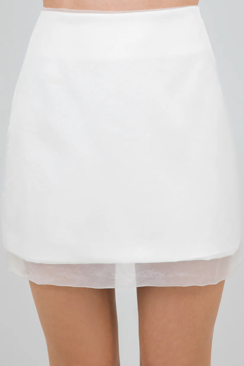WOVEN ORGANZA FABRIC COMBO SEMI SHEER MINI SKIRT