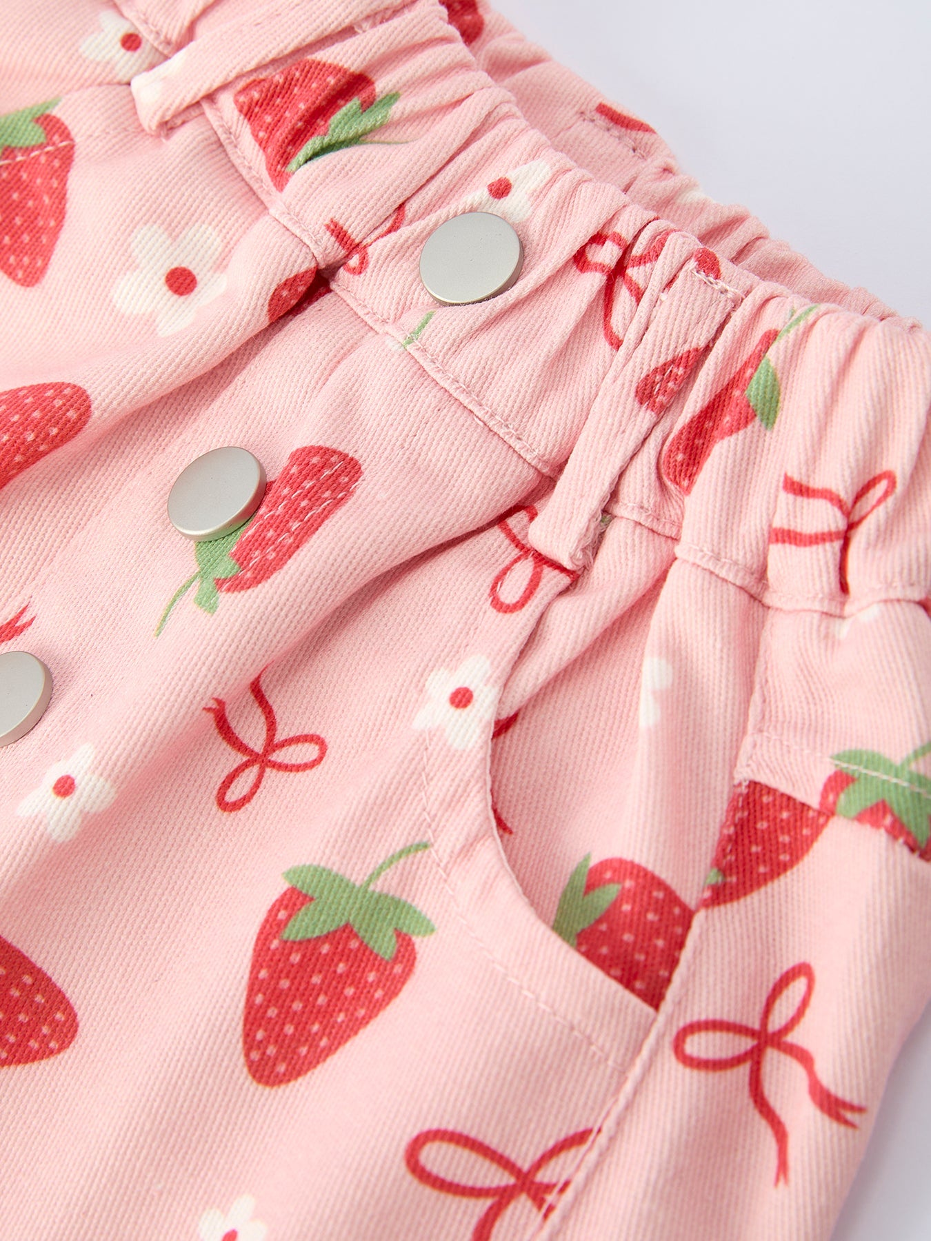 Conjunto de falda y top de manga corta para niña "Berry Sweet" con estampado de primavera