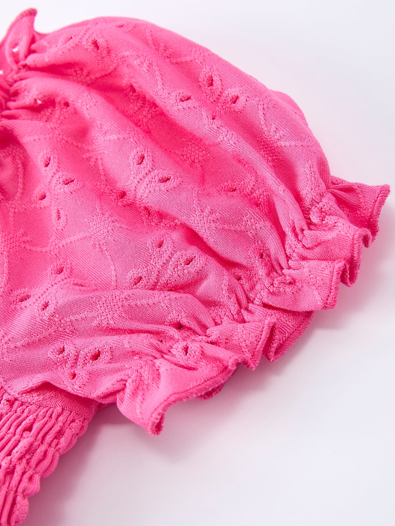 Spring Hot Pink Short-sleeved Girls Jumpsuit