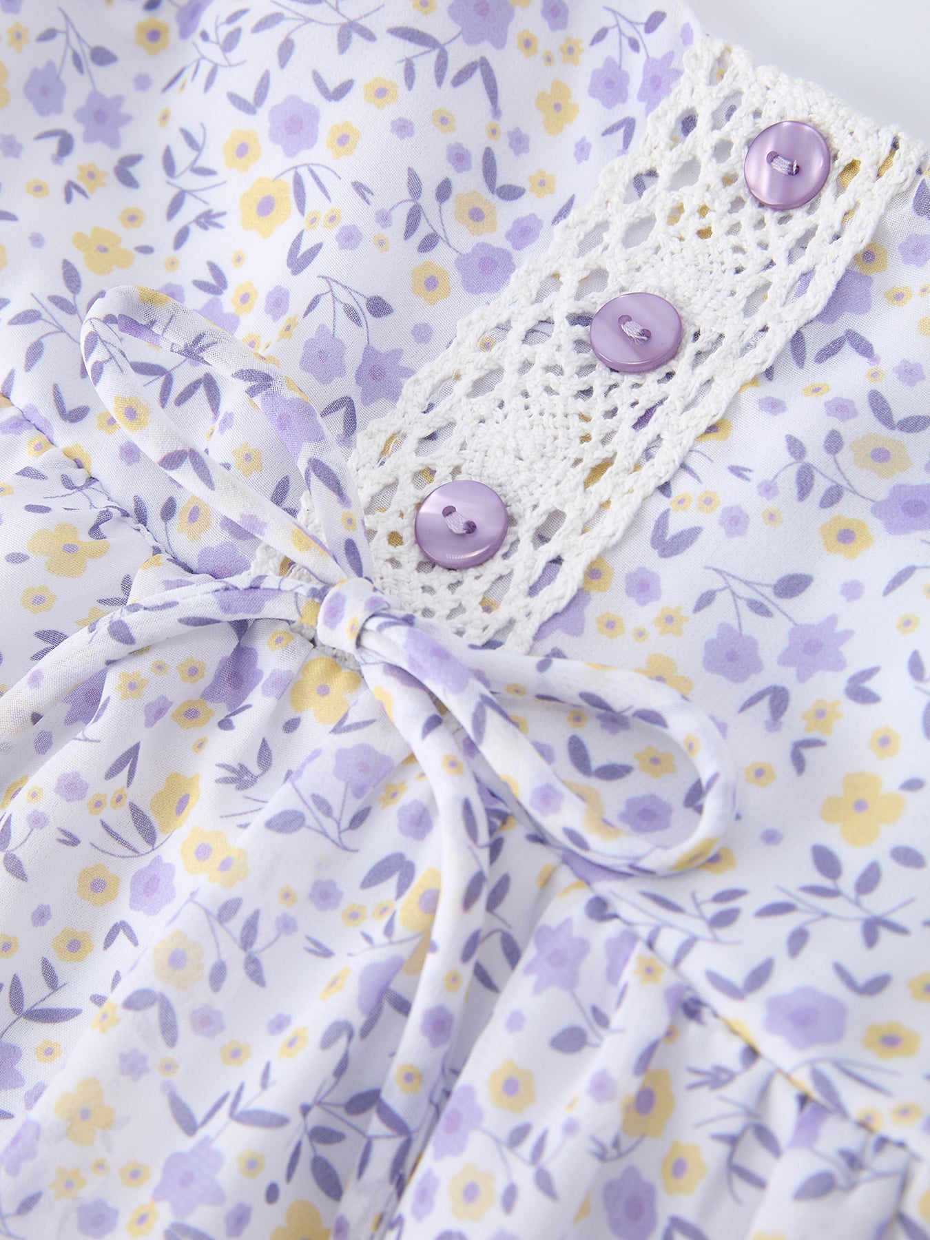 Spring Floral Girls Ruffle Bow Spaghetti Strap Dress