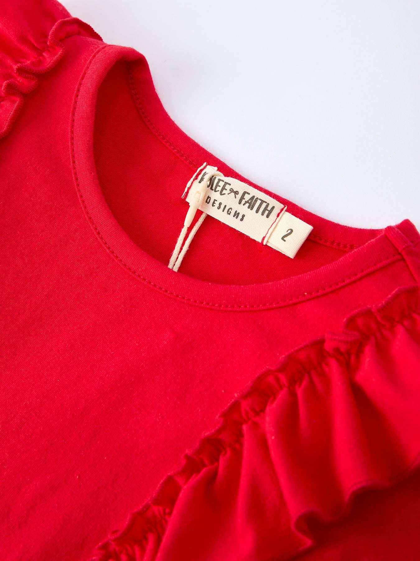 Strawberry Bow Girls Ruffle Top and Bell Bottoms Set