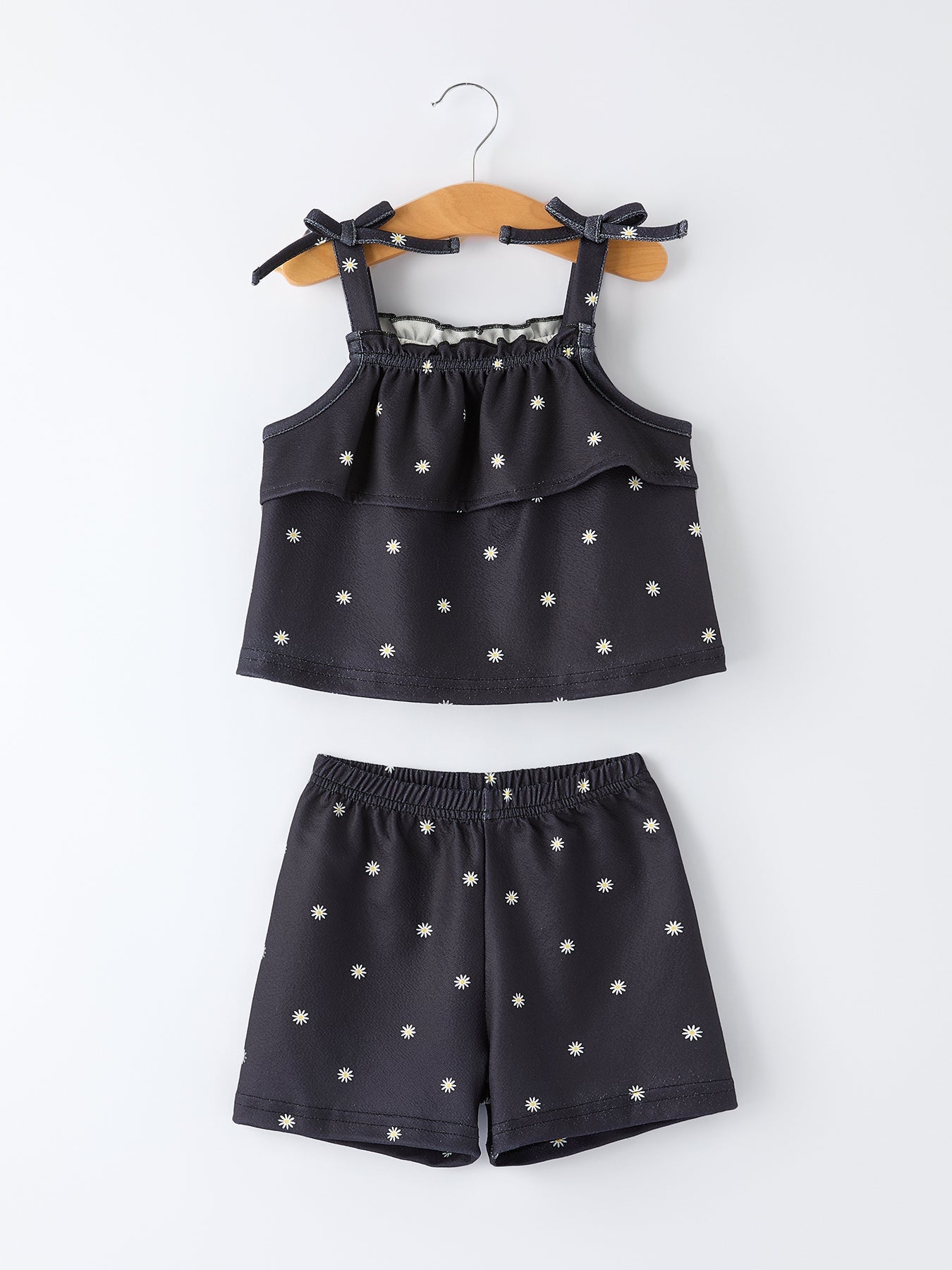 Conjunto de lazos y volantes de margaritas de verano para niña