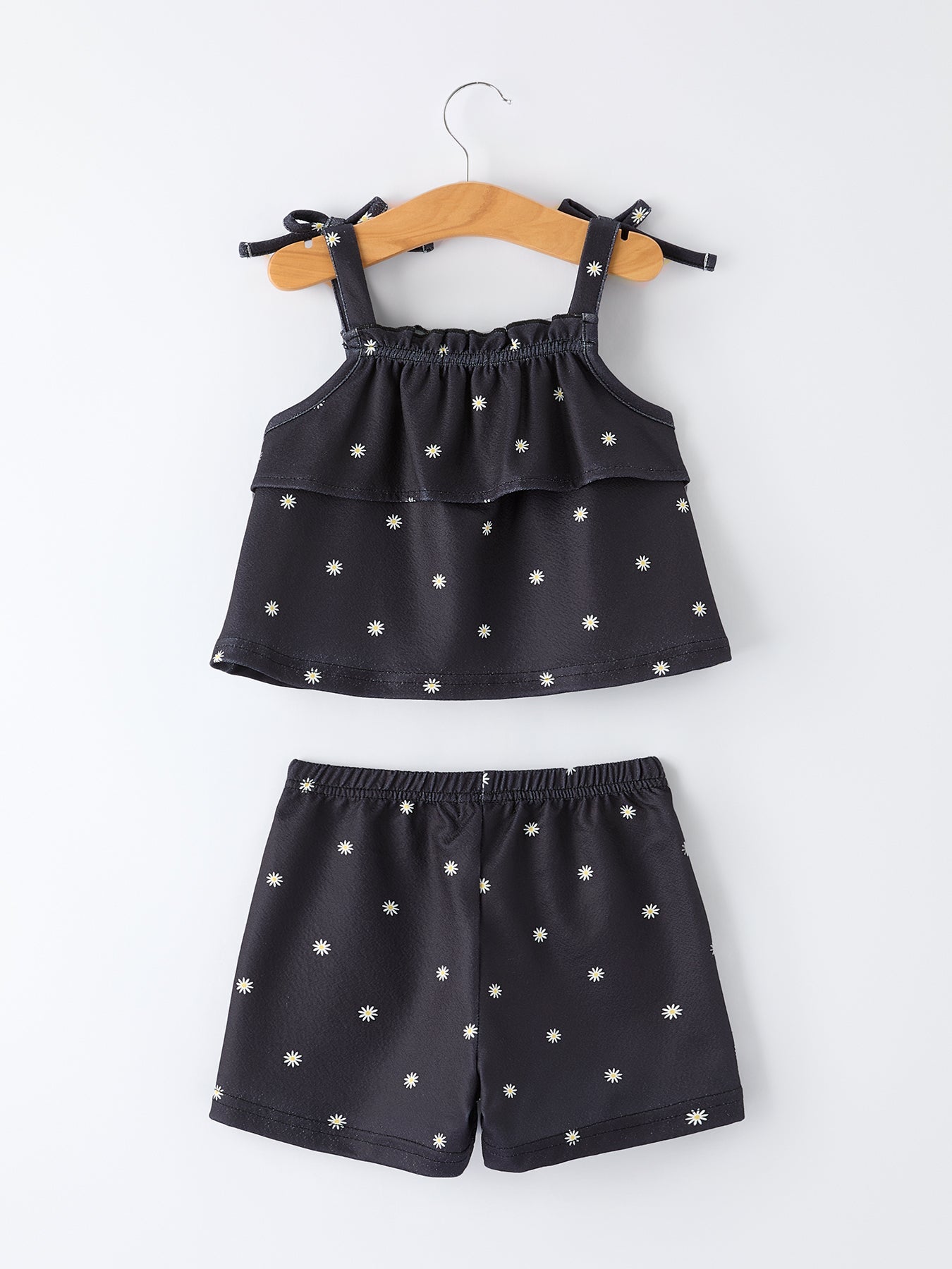 Conjunto de lazos y volantes de margaritas de verano para niña