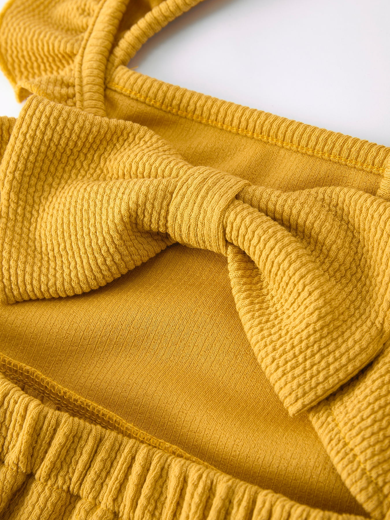 Conjunto de dos piezas de vestido para niñas color margaritas y amarillo mostaza