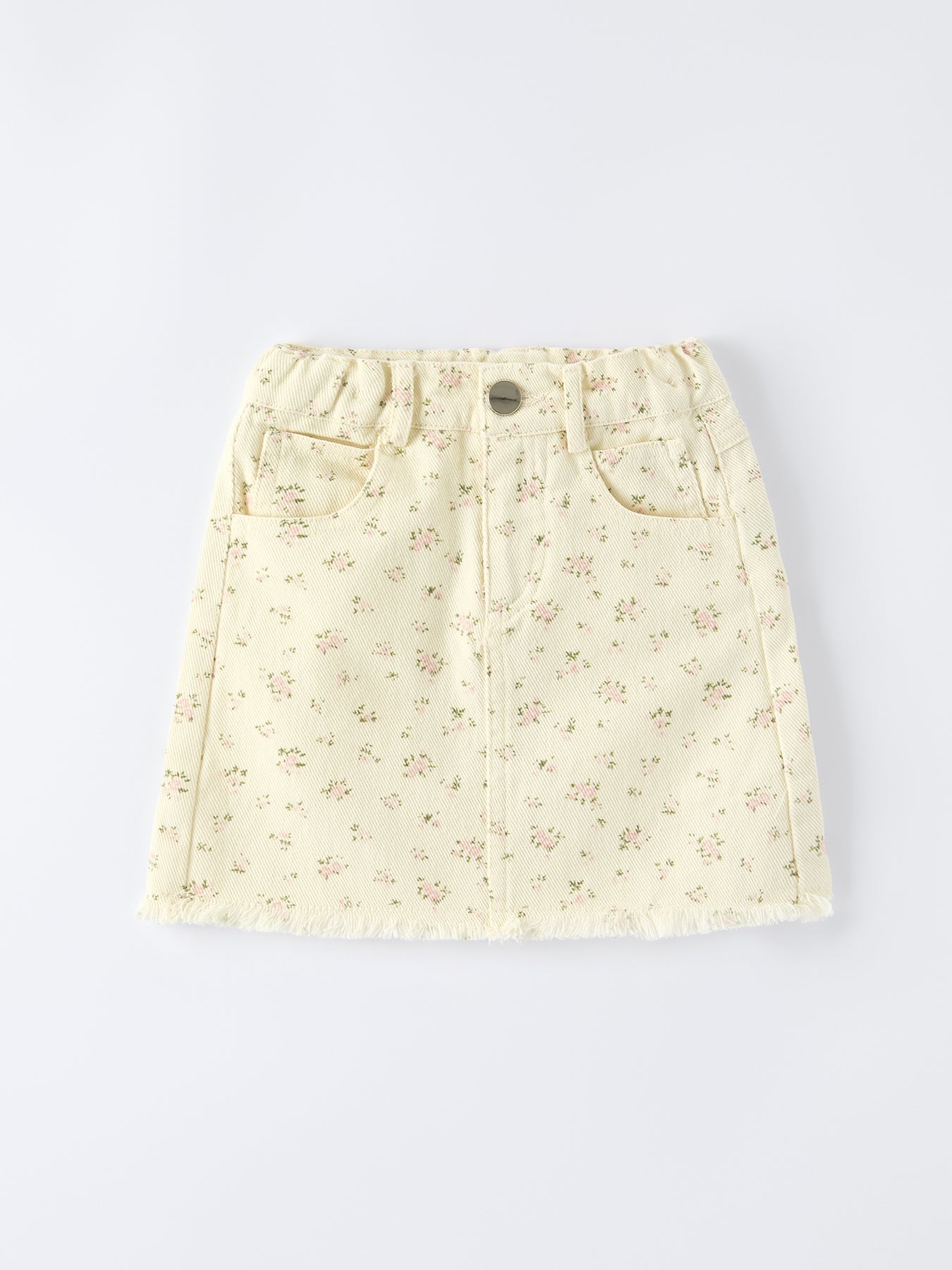 Conjunto de falda vaquera y top de manga corta con estampado de flores y letras para niña