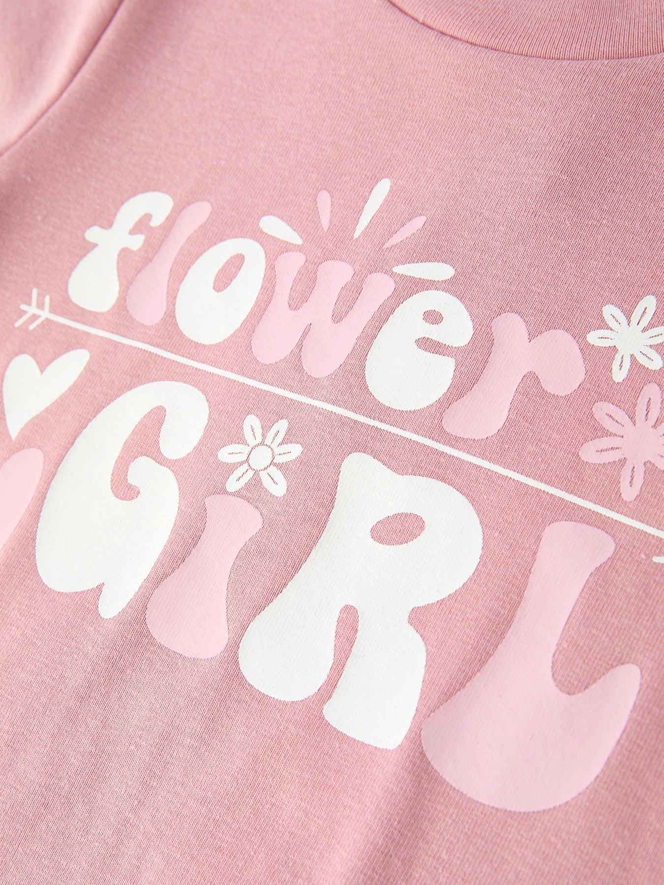 Conjunto de falda vaquera y top de manga corta con estampado de flores y letras para niña