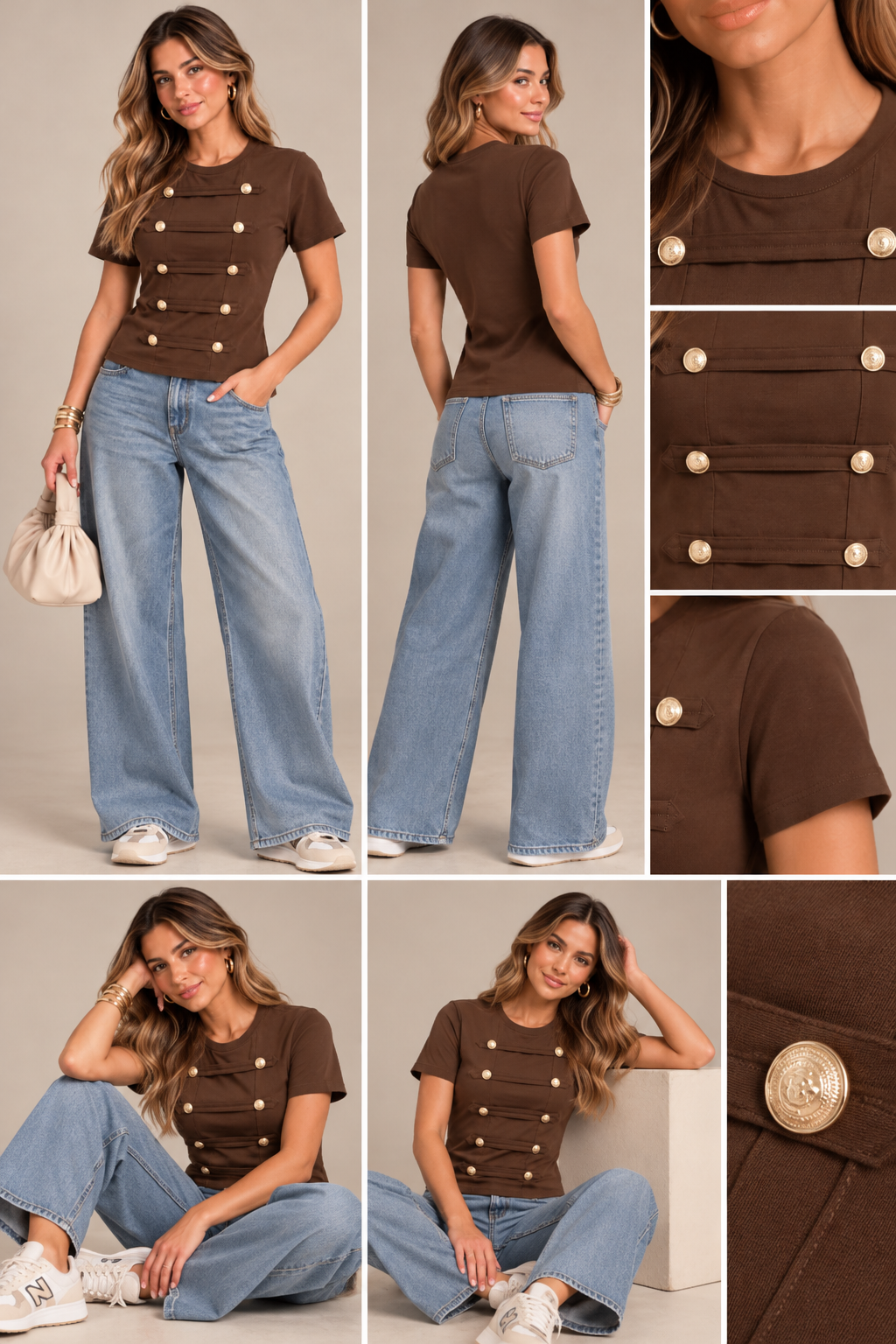 GOLD BUTTON MILITARY CHIC TOP