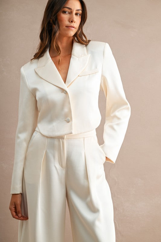 SATIN CROPPED BLAZER & BALLOON PANT SET