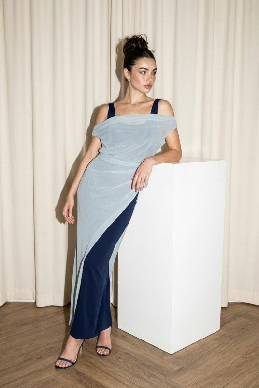 SHEER CHIFFON OVERLAY & INNER MAXI DRESS SET