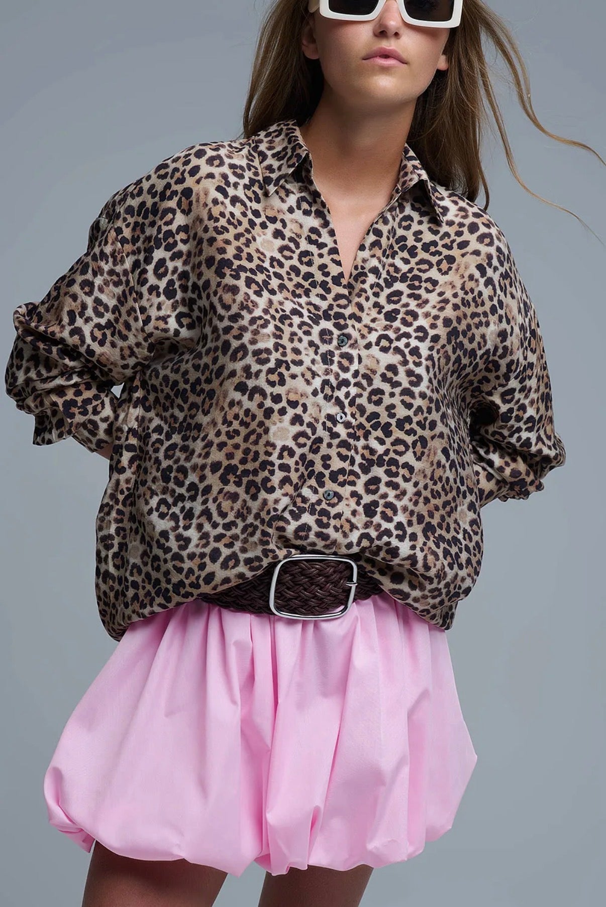 LEOPARD CHIC BUTTON DOWN TOP