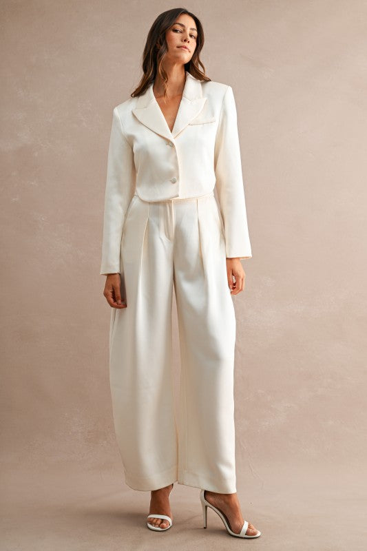 SATIN CROPPED BLAZER & BALLOON PANT SET