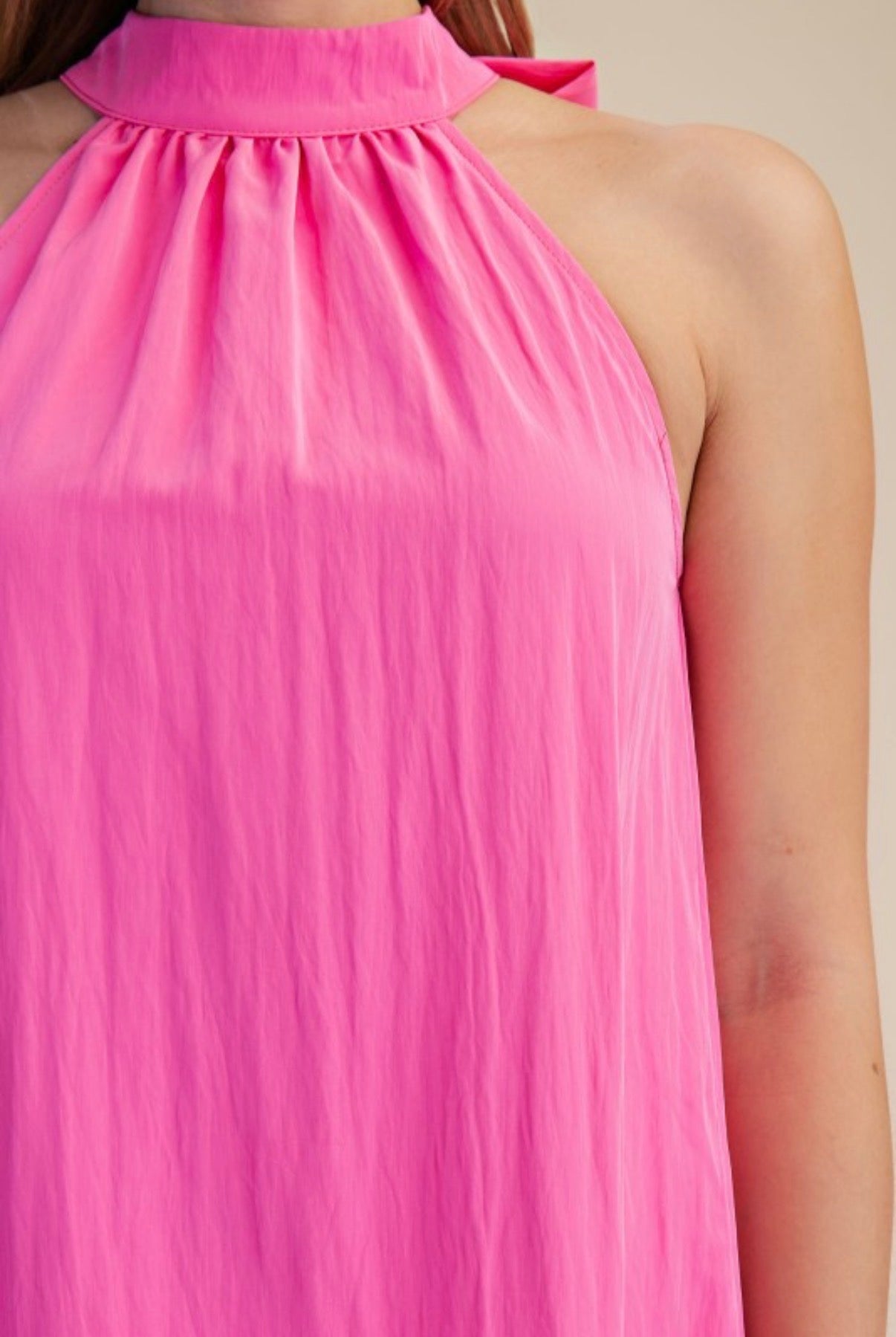 PINK HALTER MIDI DRESS