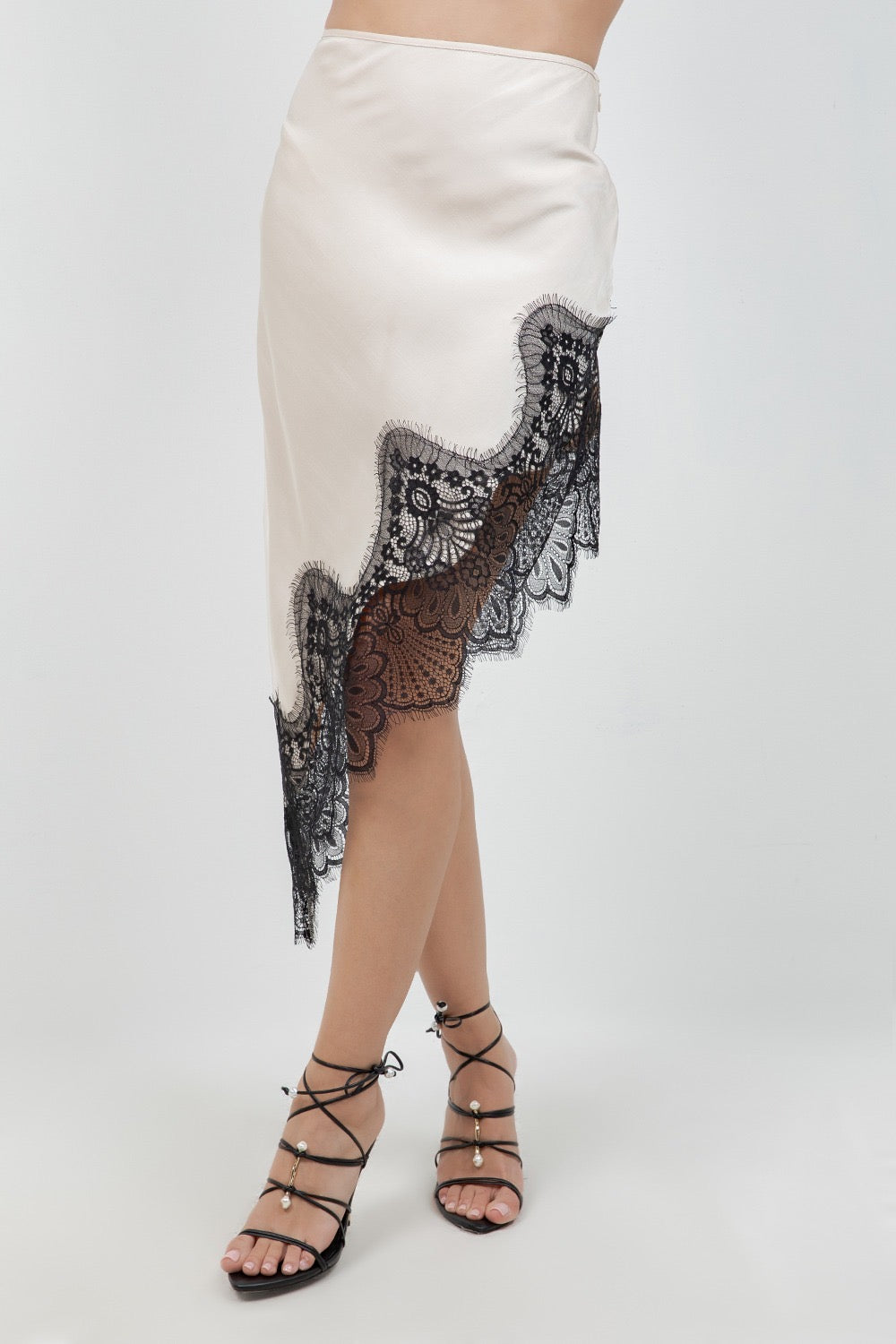 CHAMPAGNE LACE MIDI SKIRT