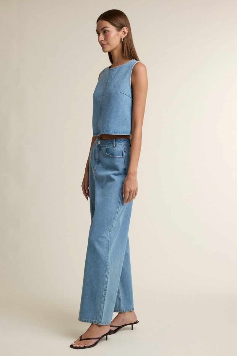 DENIM CROP TOP & WIDE LEG SET
