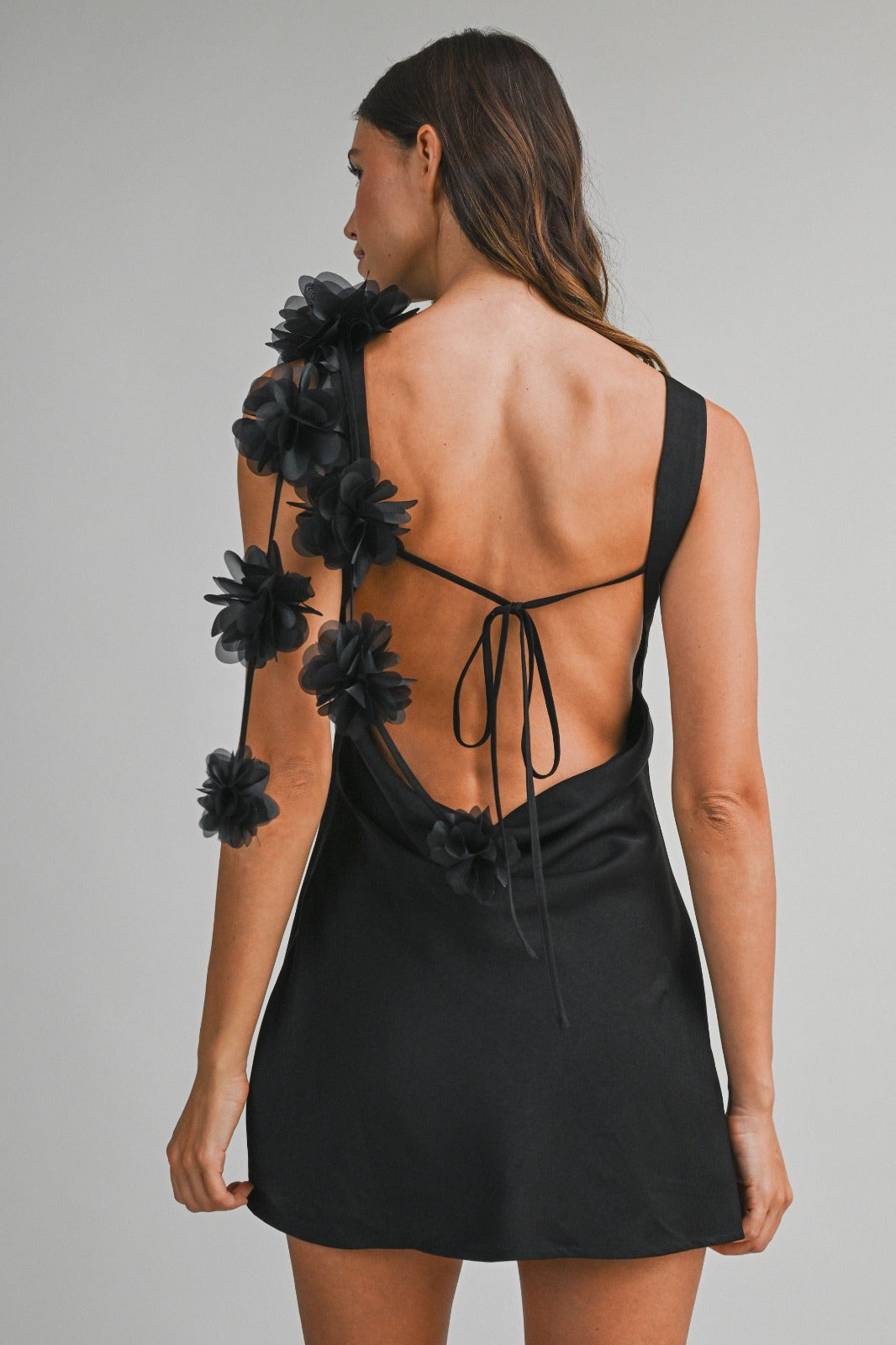NOIR FLORAL SATIN MINI DRESS