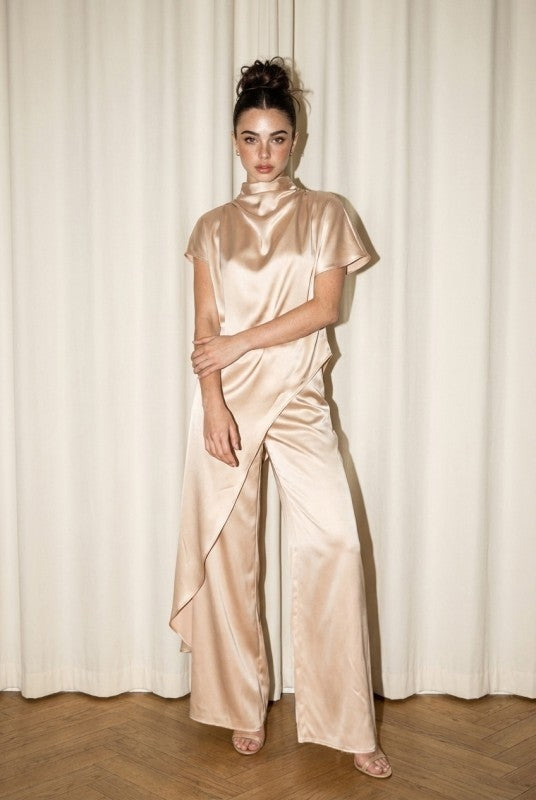 SATIN DRAPE NECK TUNIC & PANTS SET – Catalina Puerto Rico