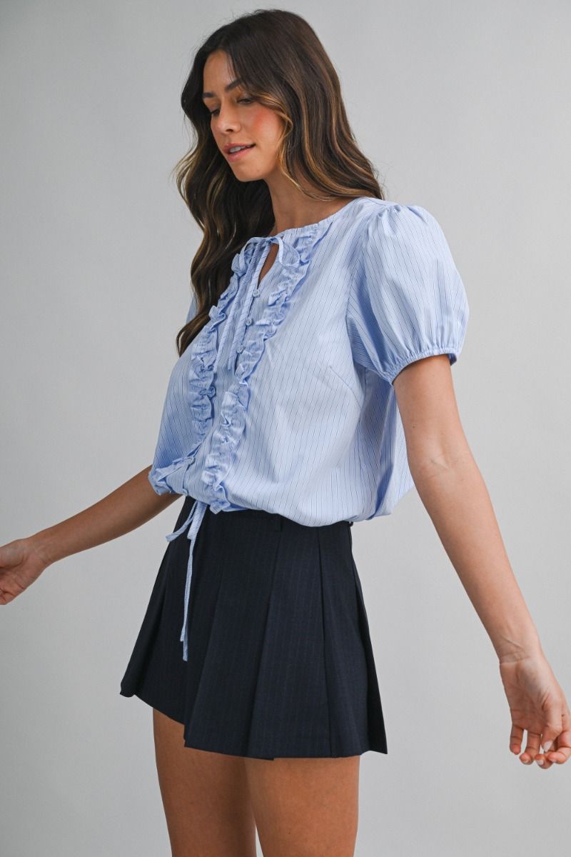 SKYLINE RUFFLE STRIPE BLOUSE