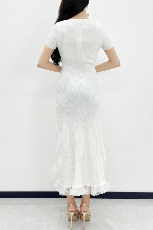 LACE MERMAID KNIT MIDI DRESS