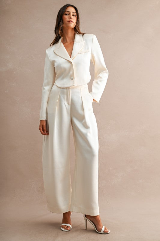 SATIN CROPPED BLAZER & BALLOON PANT SET