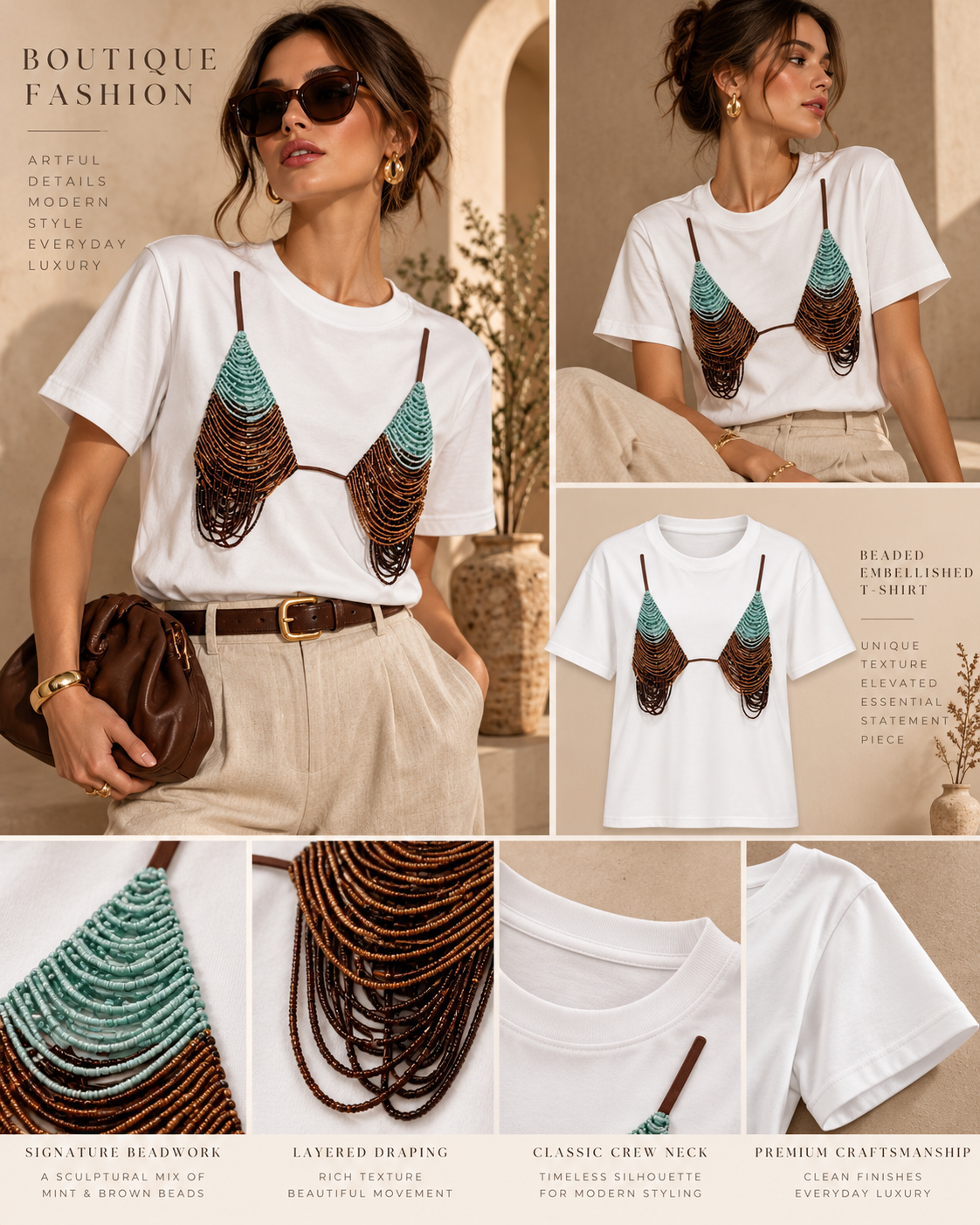 BEADED BRALETTE GRAPHIC TEE