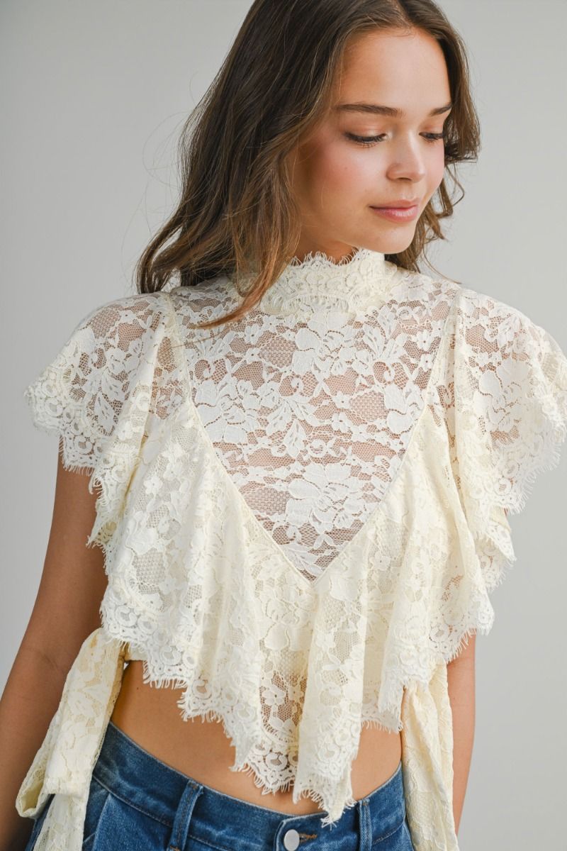 VINTAGE LACE RUFFLE TOP