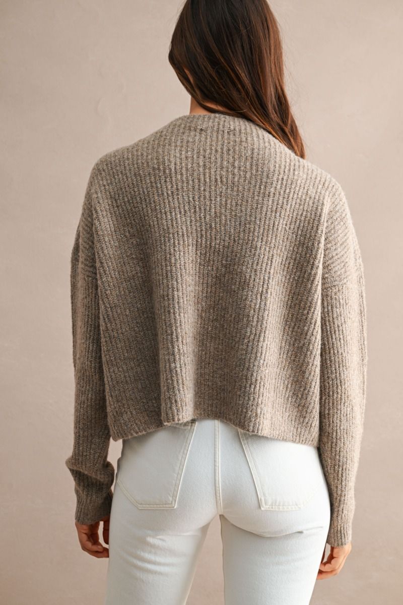 BUTTON DETAIL RIBBED KNIT SWEATER