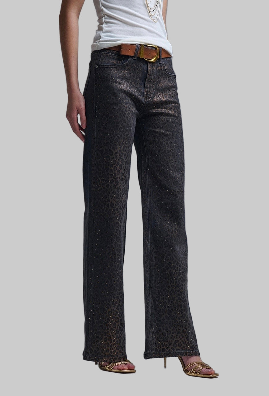 BLACK LEOPARD JEANS STRASS – Catalina Puerto Rico