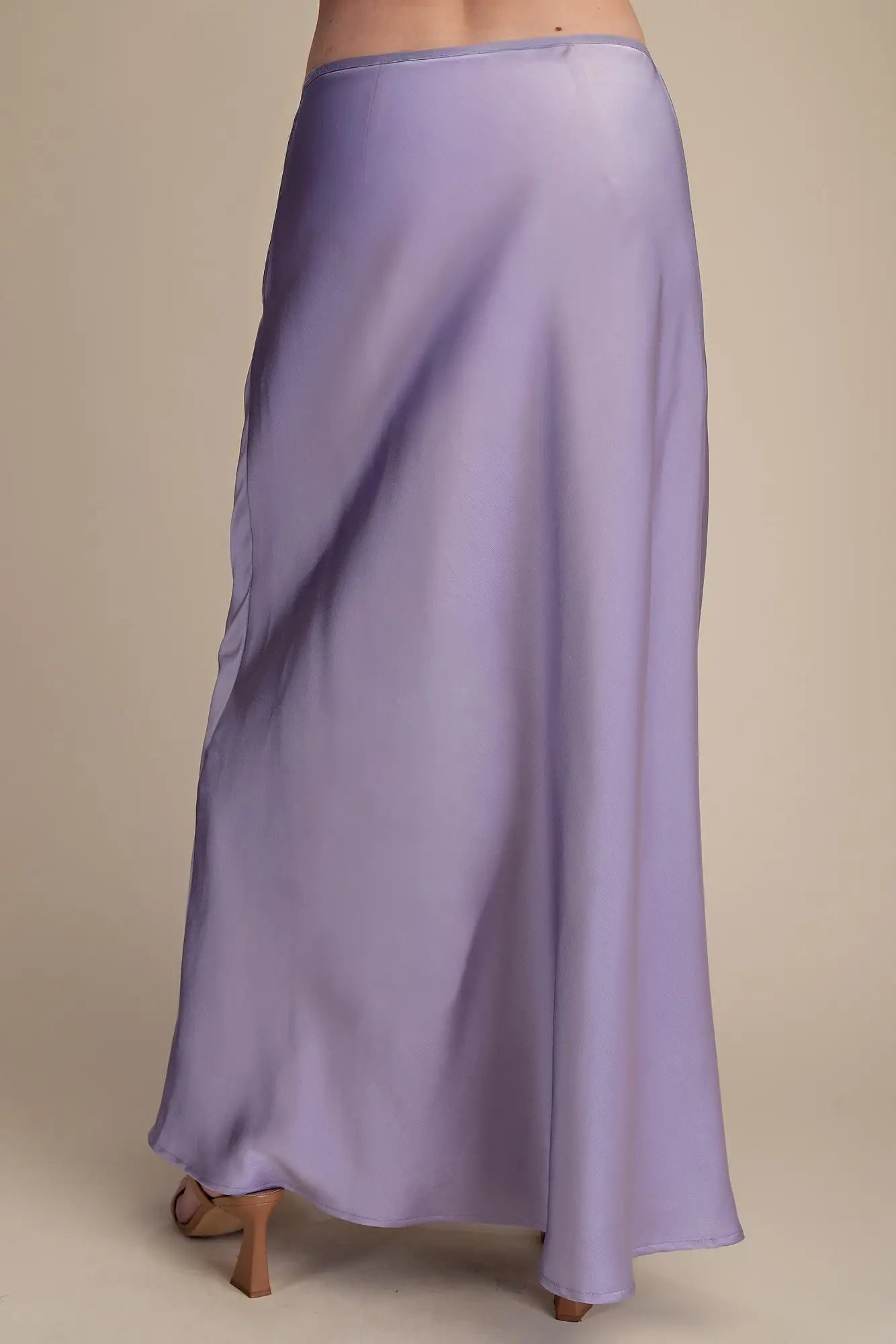 LAVENDER SATIN MAXI SKIRT SET