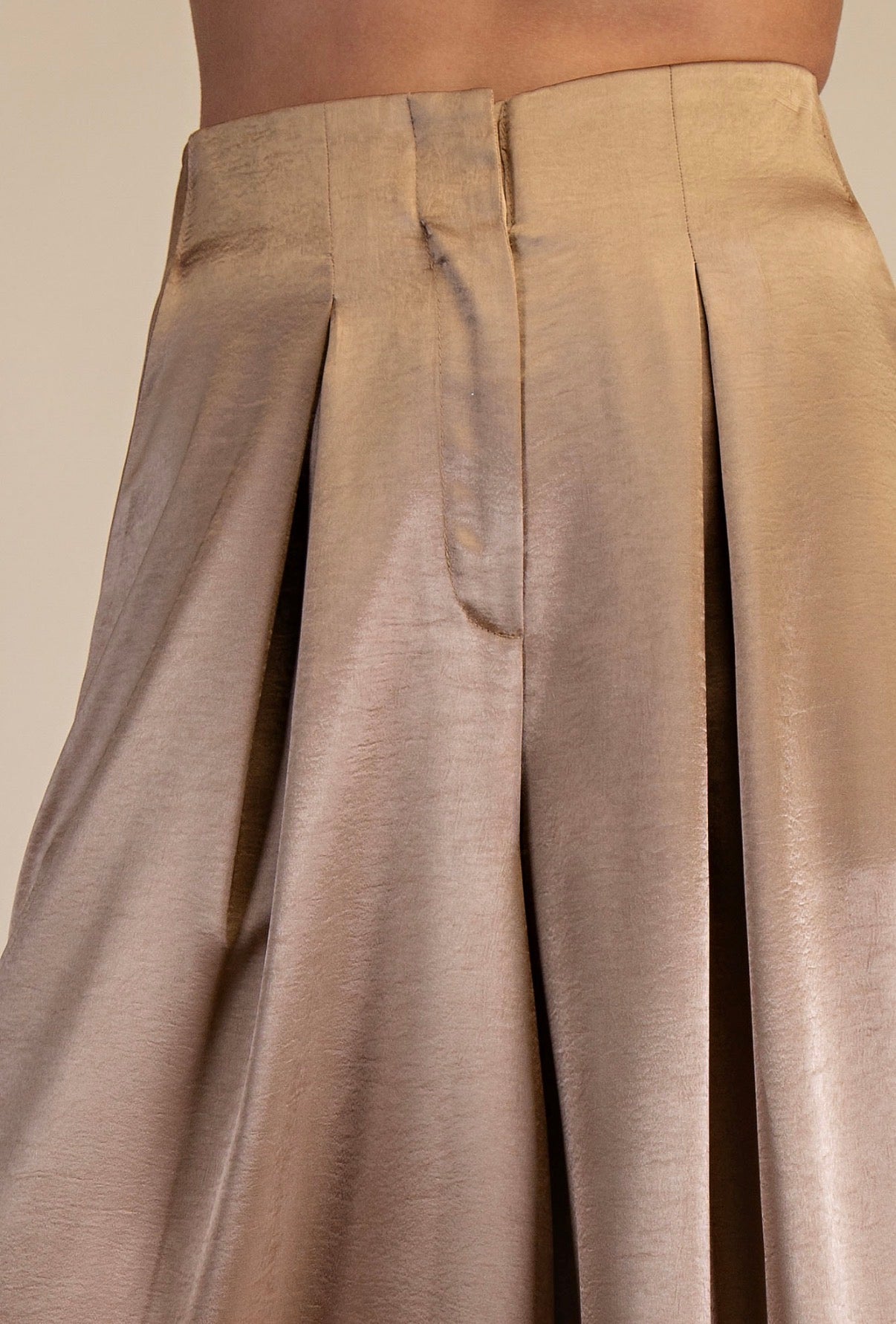 TAUPE SATIN PALAZZO PANTS