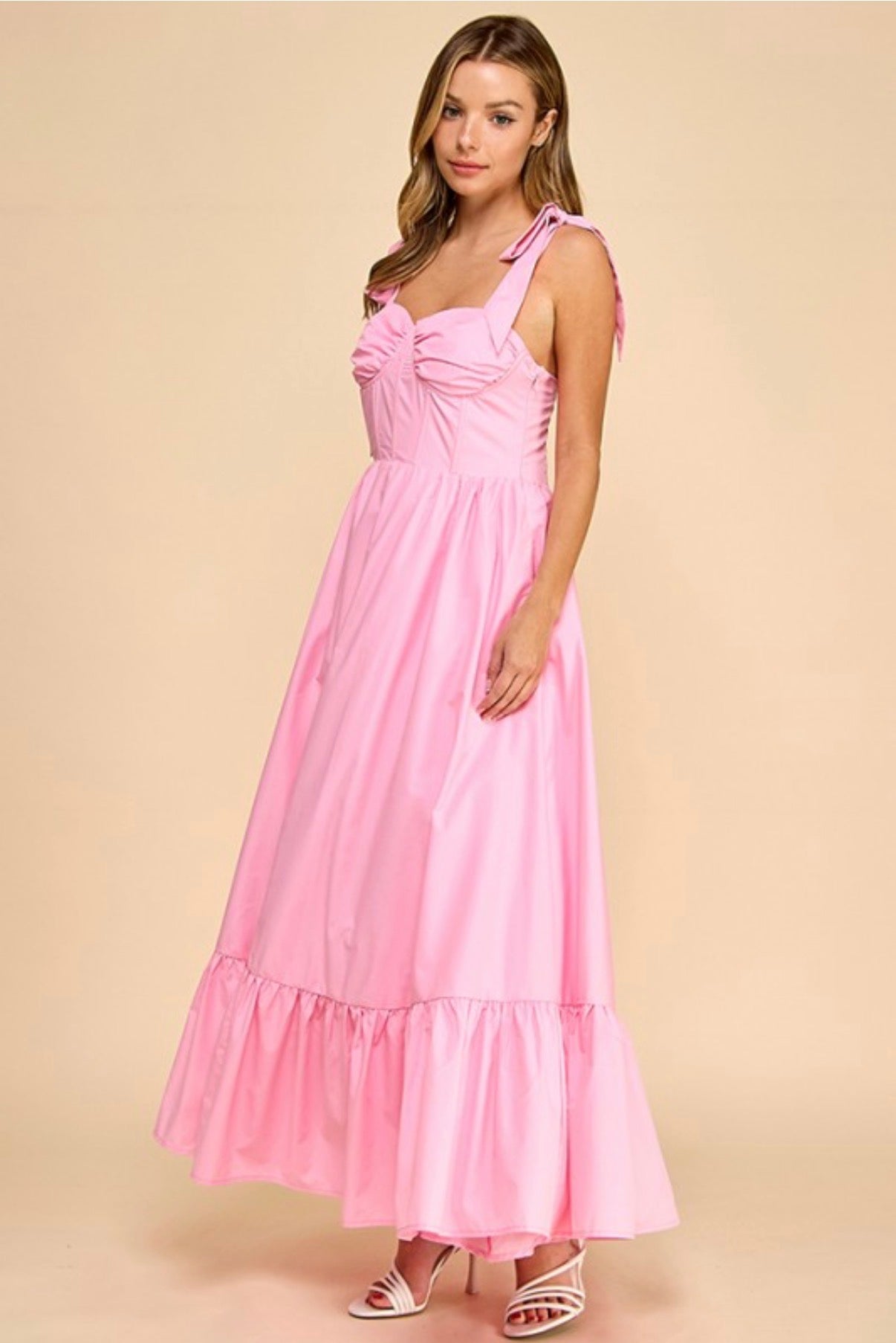 PINK BUSTIER MAXI DRESS