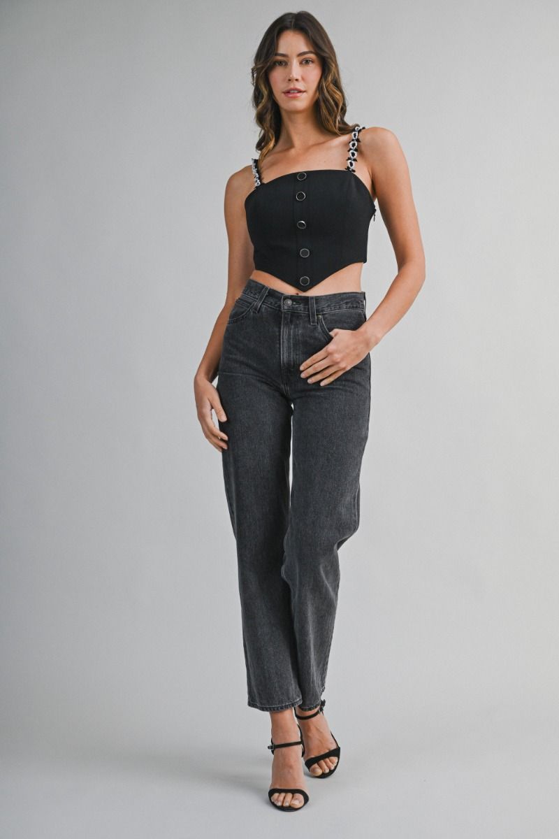 PEARL NOIR CROPPED TOP