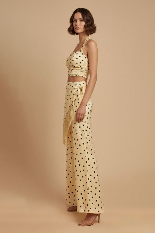 POLKA DOT HALTER & FRINGE PANTS SET