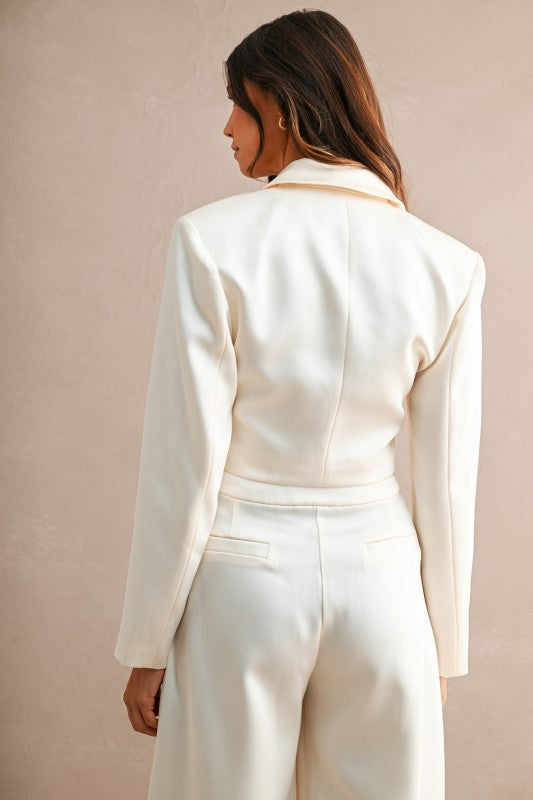 SATIN CROPPED BLAZER & BALLOON PANT SET