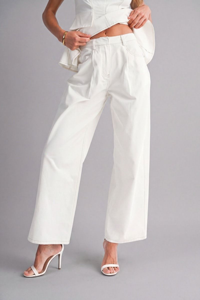 WHITE DENIM PEPLUM SET