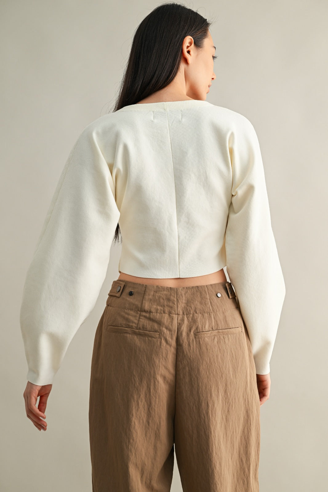 STRUCTURED KNIT CARDIGAN TOP