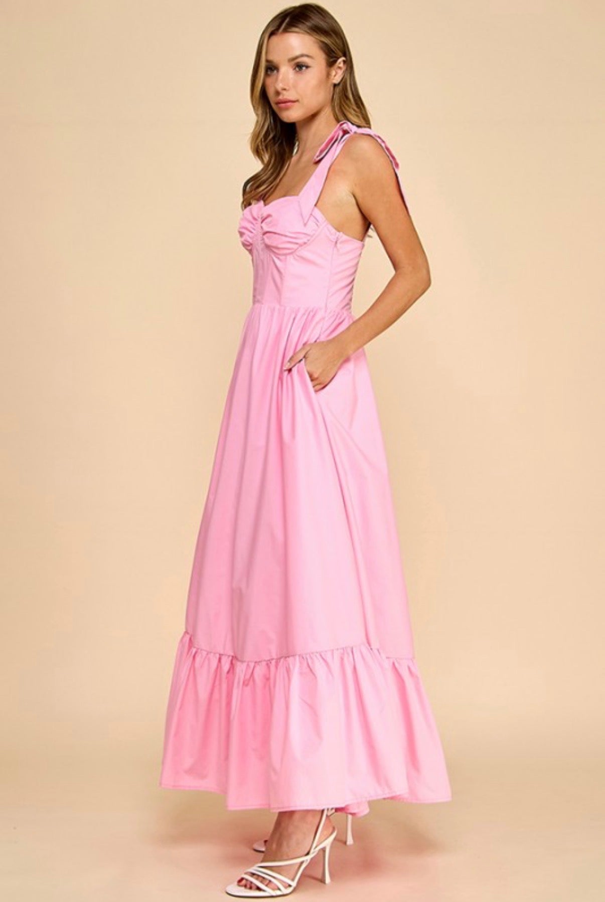 PINK BUSTIER MAXI DRESS