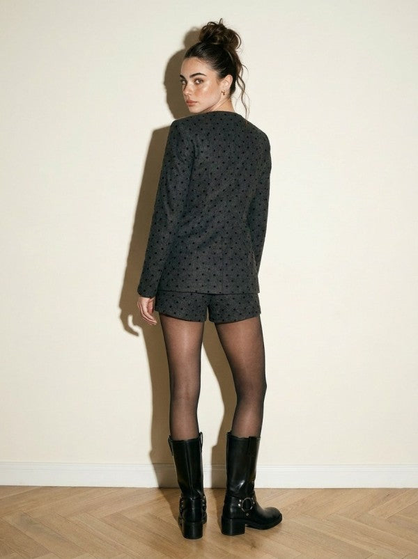 POLKA DOT HERRINGBONE BLAZER & SHORTS SET