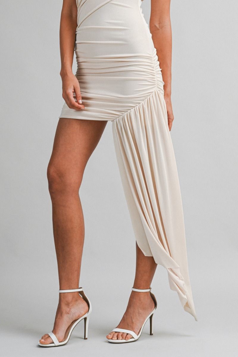 MOONLIGHT DRAPED MINI DRESS